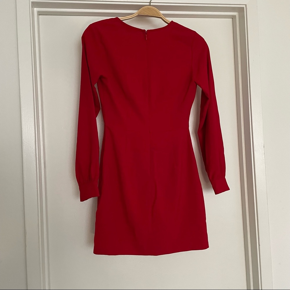 Twist Front Red Cocktail Dress - Picture 5 of 6